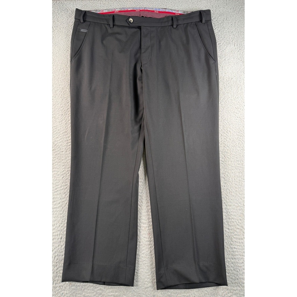 Meyer Bonn Pants Mens 40x27 Black Wool Blend Stretch Dress Slacks Golf Chino